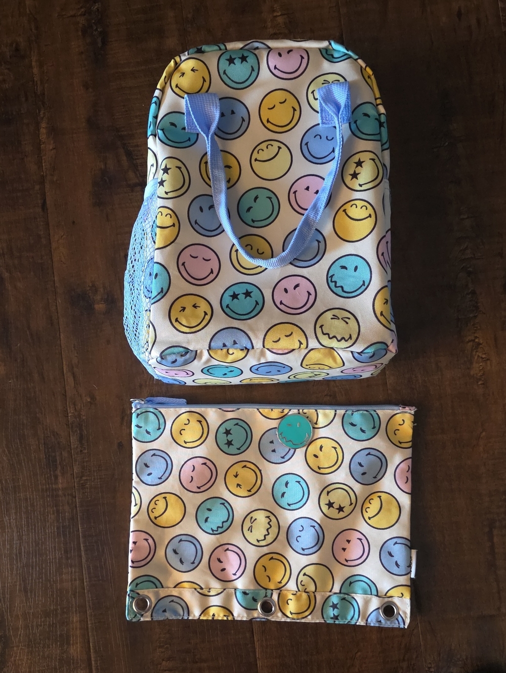 Kids Smiley Face Lunch Bag and Pencil Bag